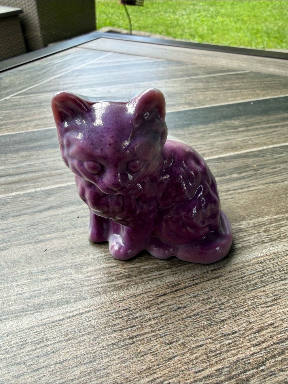 HTF Mosser Purple & Gray Fluffy Glass Cat - Picture 3 of 6